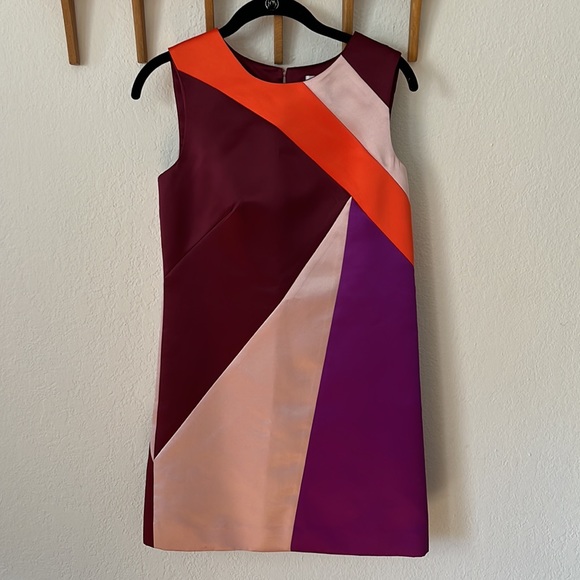 Milly Colorblock Peau De Soie Shift Dress - 2 - Picture 3 of 12